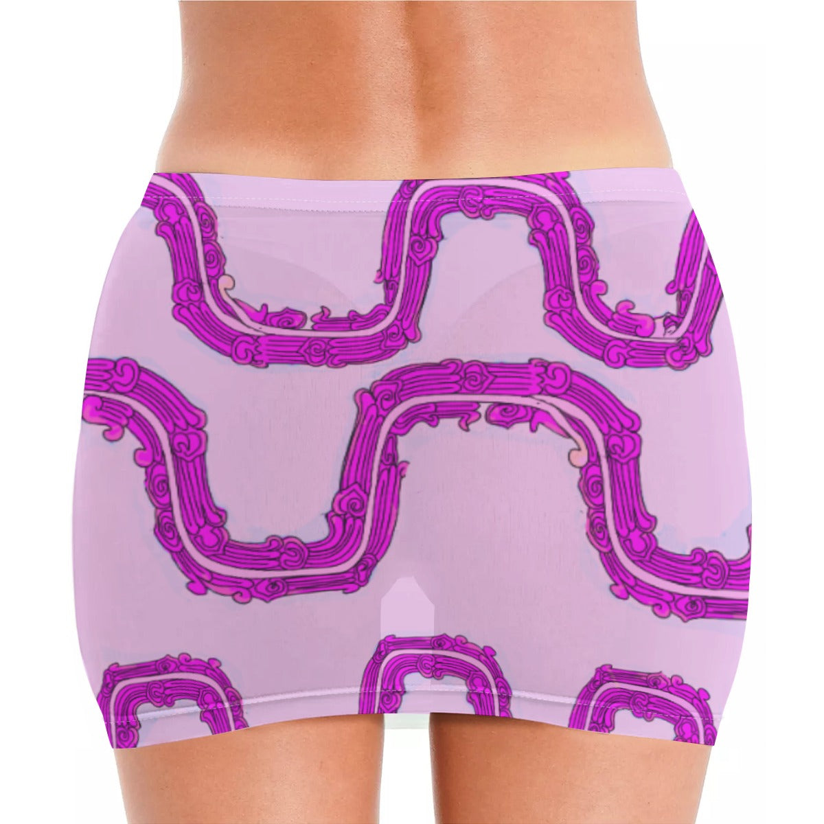 All-Over Print Women's Minimalist Sheer Mesh Bodycon Skirt