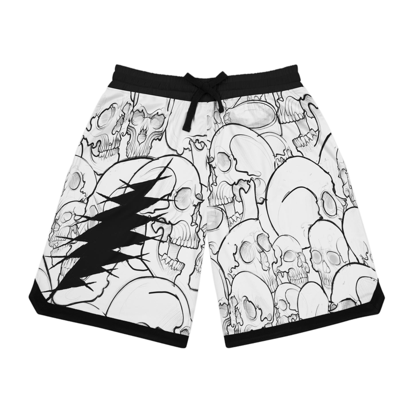 Dead Head Black And White Basketball Shorts