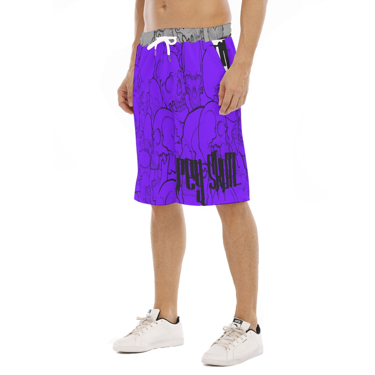 Grey Skulls long Shorts