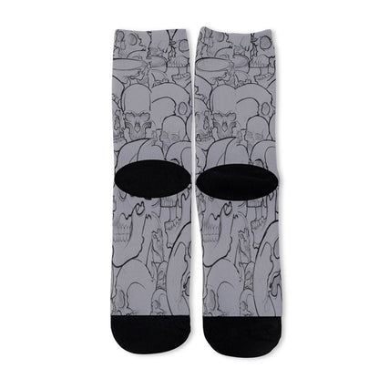 Grey Skulls II Long Socks