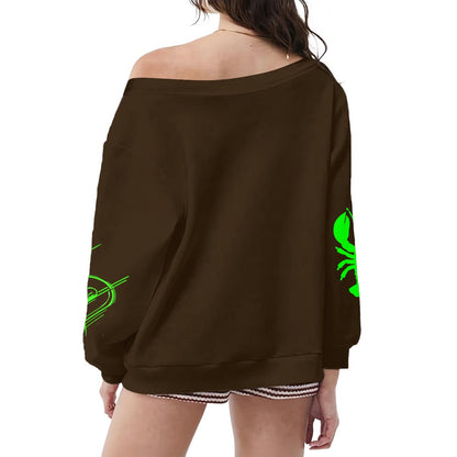 Women's Off-Shoulder Sweatshirt with Micro-Fleece Lining|DTF