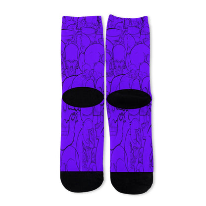 Grey Skulls Long Socks