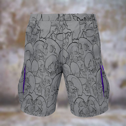 Grey Skulls Cargo Shorts