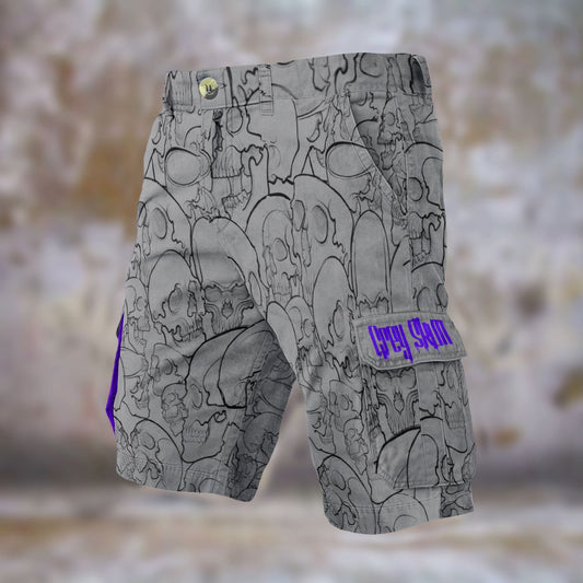 Grey Skulls Cargo Shorts