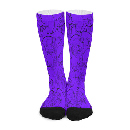 Grey Skulls Long Socks