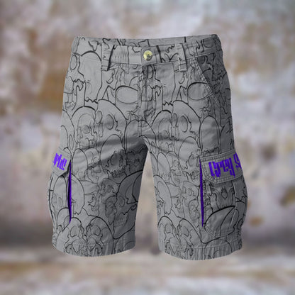 Grey Skulls Cargo Shorts