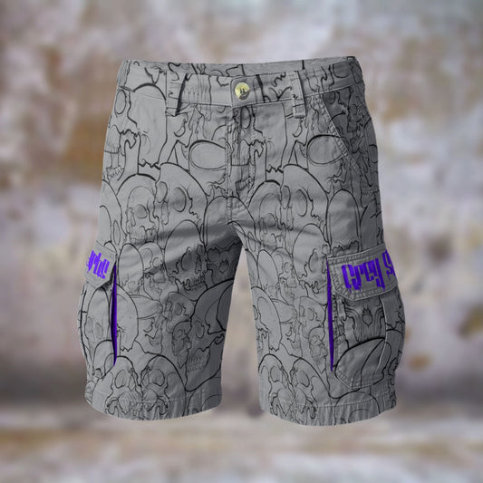 Grey Skulls Cargo Shorts