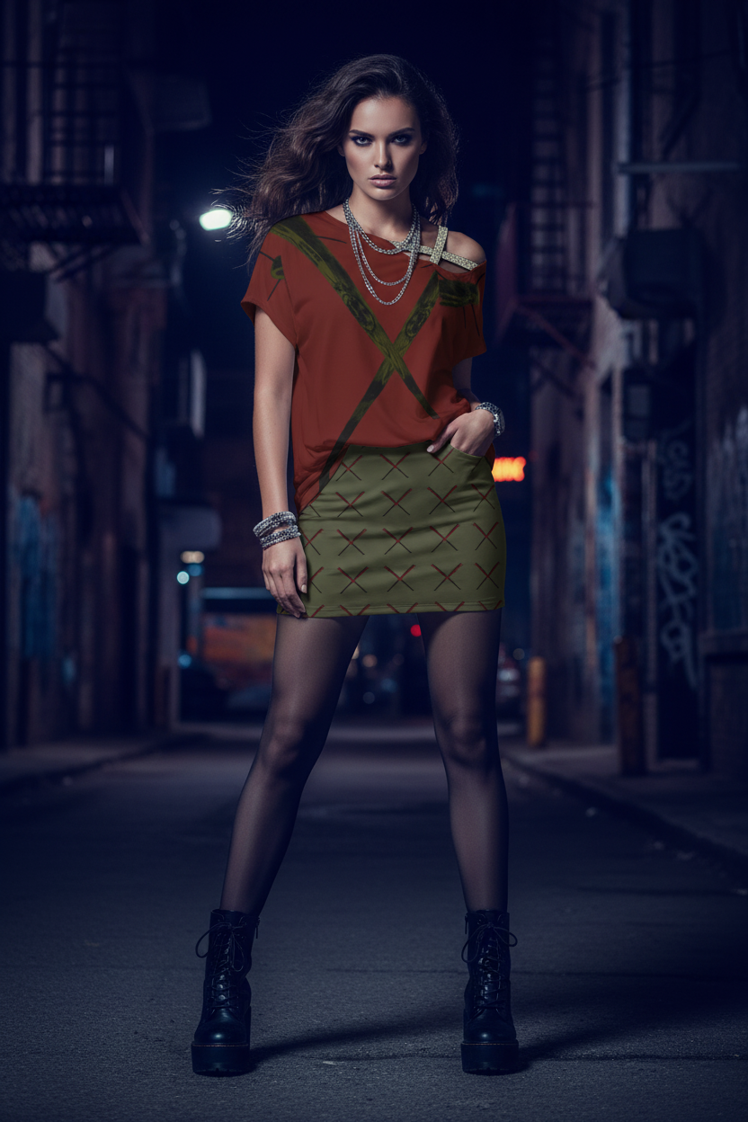 Bats Elastic Tee + Army Bats Skirt
