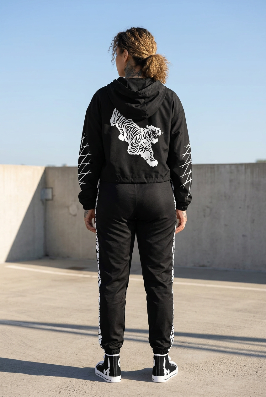 Cropped windbreaker outfit back