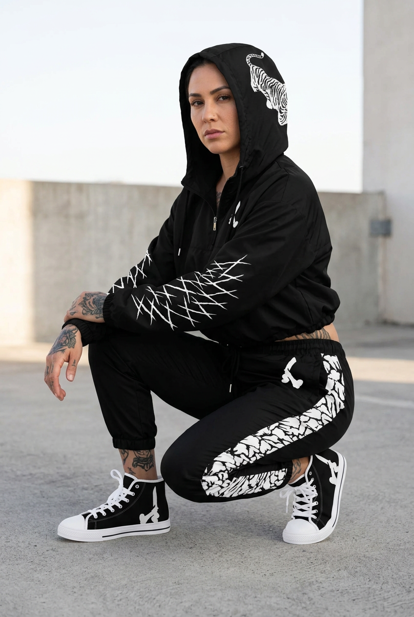 Cropped windbreaker outfit side