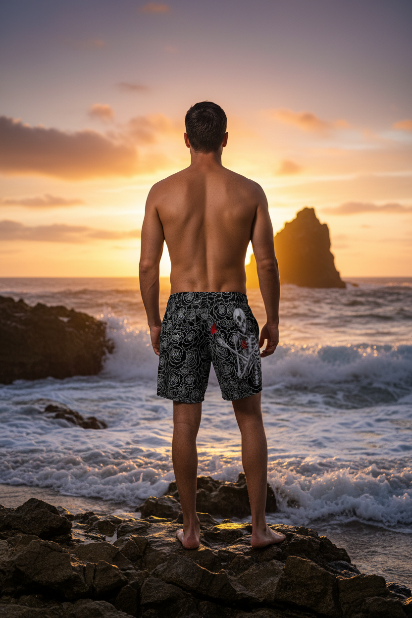Roses Are White Swim Trunks - Back