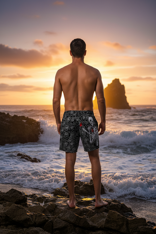 Roses Are White Swim Trunks - Back