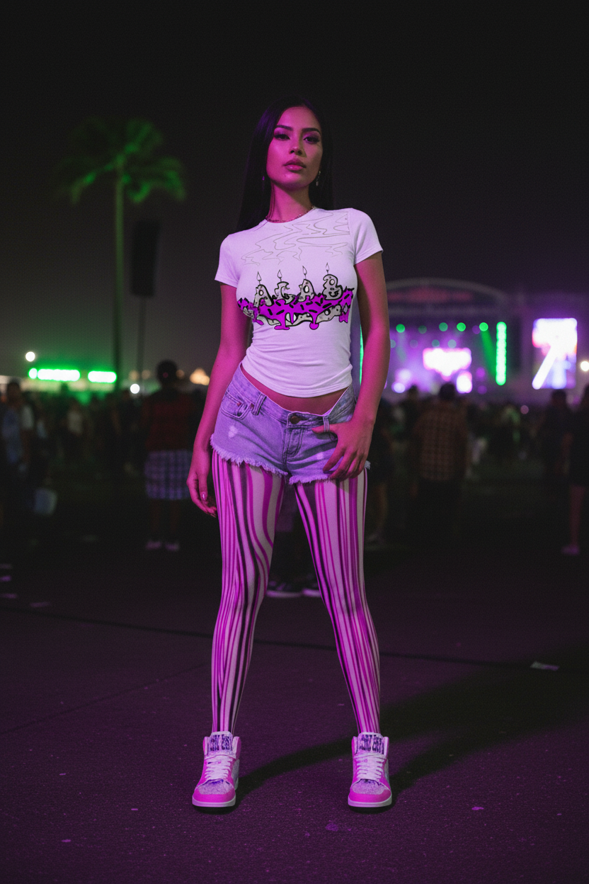Slim Tee Front + Pink Tights — Lookbook
